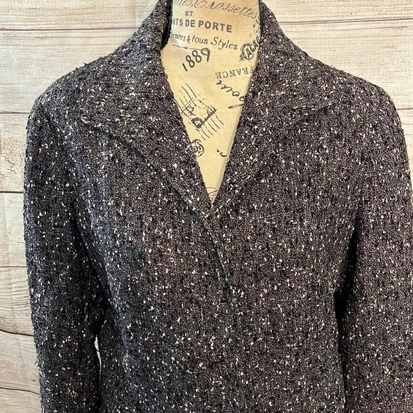 Lafayette 148 Tweed Blazer Size 8 8P Petite Purple Pockets - Picture 2 of 9